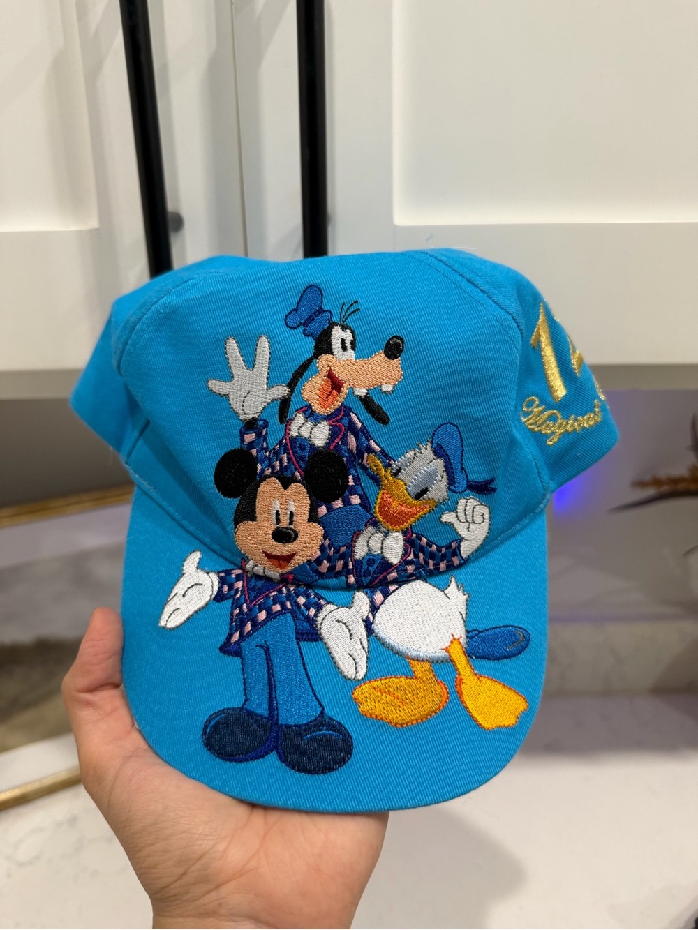 Disney Blue Mickey, Donald & Goofy Embroidered Baseball Cap Hong Kong VTG